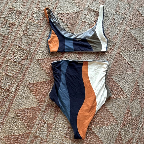 Cala de La Cruz Bikini Set High Waist Colorblock Sara Top and Scarlette Bottom - Picture 7 of 15